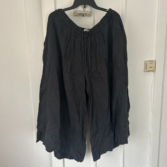 Black Crane Linen Pants - Picture 1 of 1